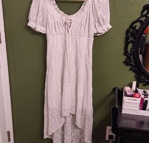 No Boundaries White High-Low Ruched Sundress